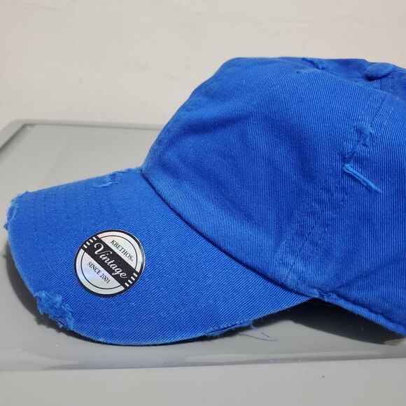 NWT DAD UNISEX CAP HAT DISTRESSED BLUE STRAPBACK - Picture 3 of 12
